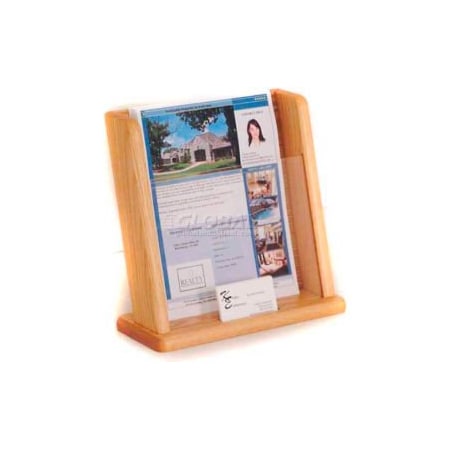Wooden Mallet Wooden Mallet Countertop Literature Display with Business Card Pocket, Light Oak LHT1LO